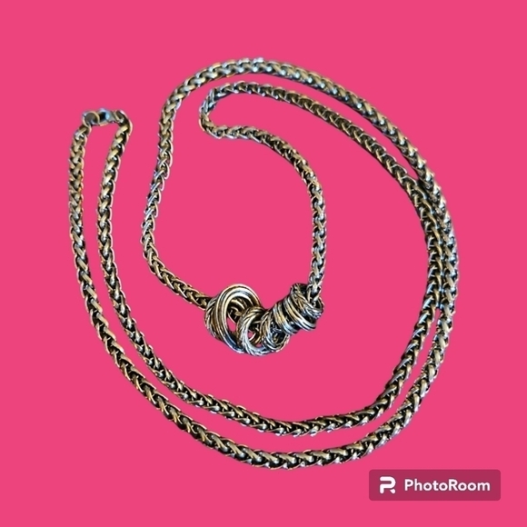 Vintage Long Palma Chain Circle Donut Charms Sweater Necklace - Picture 1 of 8